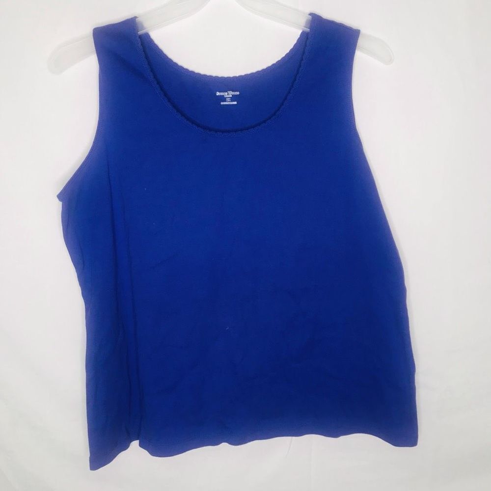 Studio Works Womens Tank Top Blue Sleeveless Scoop Neck Stretch Knit Plus 2X